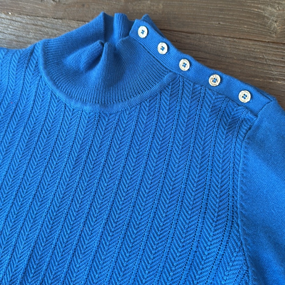 Tommy Hilfiger royal blue high neck shoulder buttoned sweater NWT size Small - Picture 4 of 10